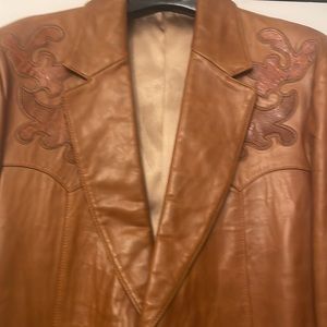 Vintage Scully Leatherwear Lambskin Blazer Jacket Handcrafted Applique Size 44L